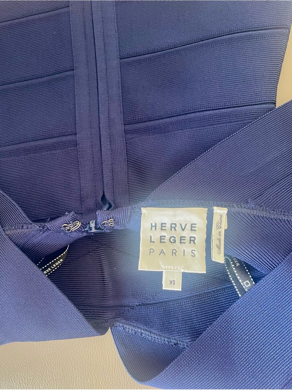 Herve Leger Deep Navy Cross-Front Bandage Dress - Picture 4 of 4